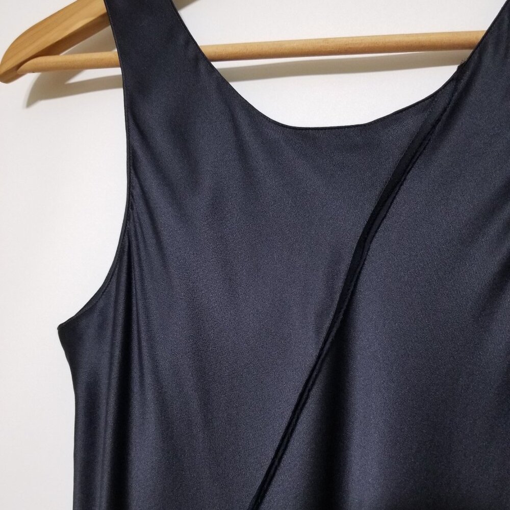 NWT Vince Raw Edge Silk Tank Midi Slip Dress in Iron Darkβ Navy Size XS, S $345 - Picture 12 of 16
